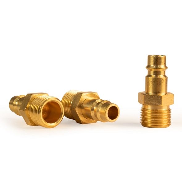 Штуцер профессиональный Aurora папа с с наружной резьбой 3/8М, латунь, блистер 1шт.